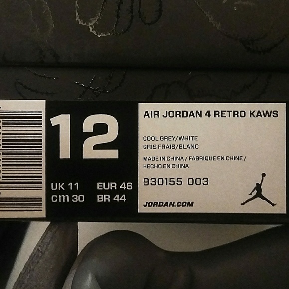 DeadStock Air Jordan IV 4 Cool Grey Kaw's StockX!! - Picture 8 of 8